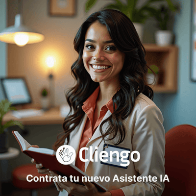 Una mujer de mediana edad, vestida formalmente, sonríe atenta frente a la cámara, proyectando profesionalismo y cercanía. e encuentra en una oficina, sosteniendo una libreta.