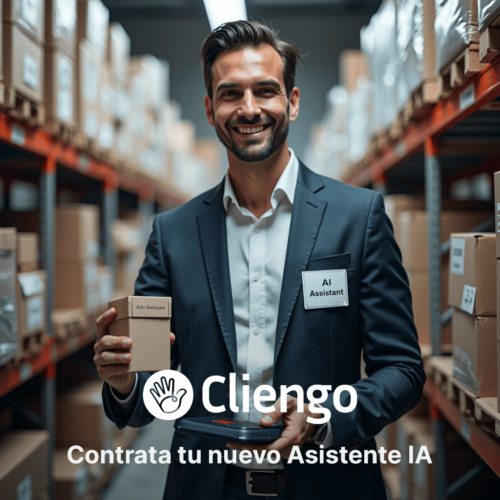 Un hombre de mediana edad, vestido formalmente, sonríe atento frente a la cámara, proyectando profesionalismo y cercanía. Se encuentra en una bodega, sosteniendo una paquete.